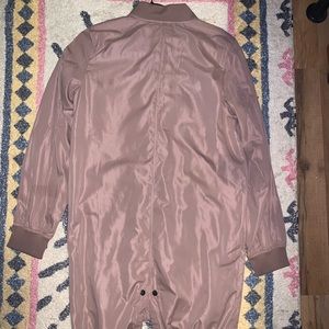 Blush pink long bomber jacket